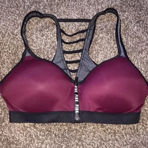 PINK Ultimate push-up front zip sports bra large